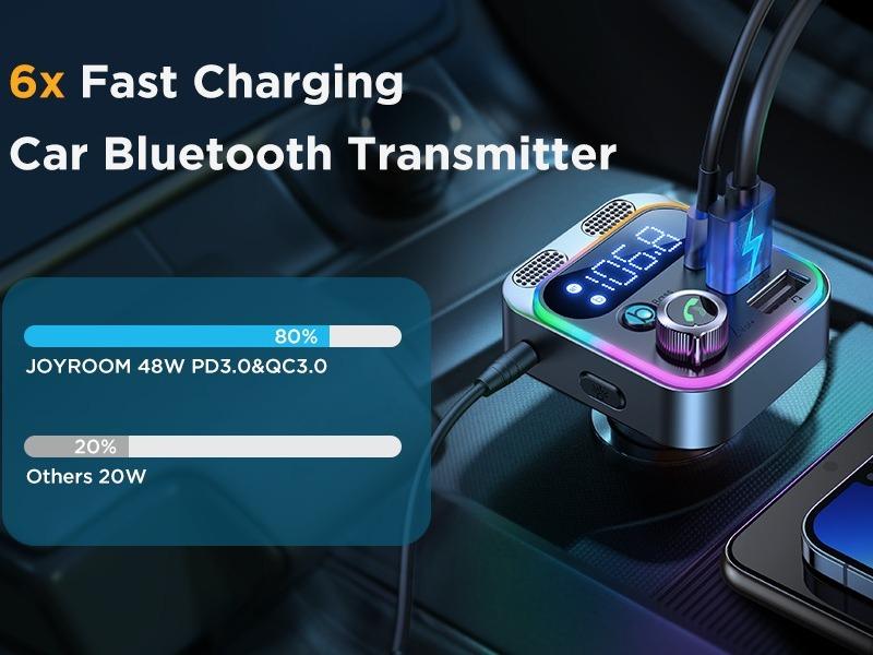 Wireless In-Car Bluetooth FM AUX Adapter [Noise Canceling] [Stronger Microphone LED Digital Display] 5.3 Bluetooth Car Adapter AUX  Transmitter Radio Adapter with PD USB Charger & MP3 Player Hands-Free Calling & Music Streaming 48W Fast Charge 4