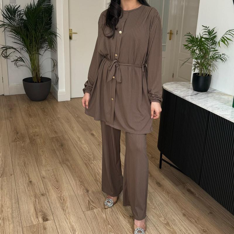 STYLEME LADIES 4 BUTTON RIBBED CO ORD SET MODEST WEAR 8