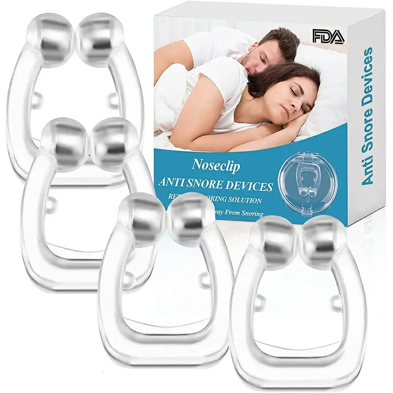 4 PCS Snoring Stop Silicone Magnetic Anti-Snore Nose Clip Device – Effective Silent Sleep Solution – Comfortable, Reusable Snoring Aid for Men and Women – Magnetic Nose Clip for Snore Prevention Skincare