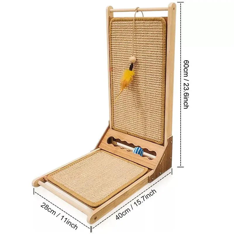 60CM Large Cat Scratcher Board L-Shape Cat Scratch Pad Toy Scratching Cardboard