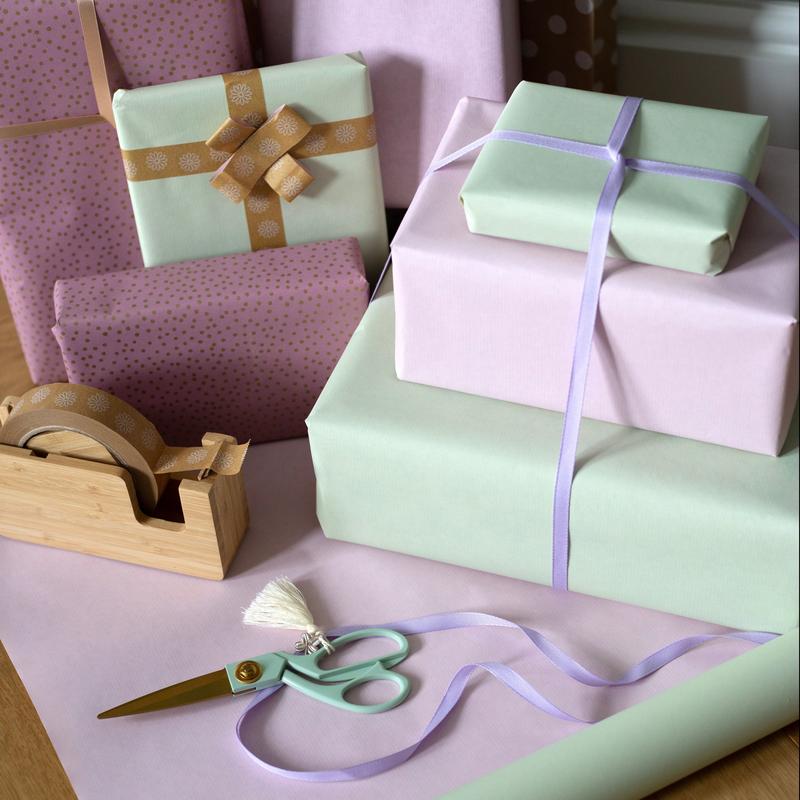 10m roll of Pink & Mint Green Kraft Wrapping Paper (500mm wide) Great for Birthdays, Weddings, Christening Gift Wrap 0