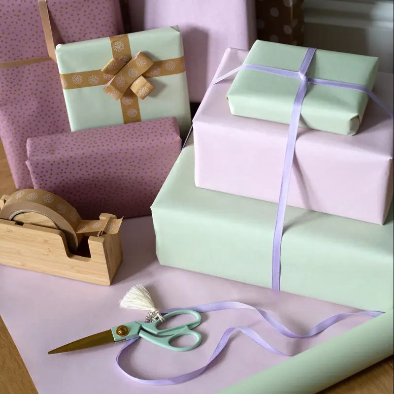 10m roll of Pink & Mint Green Kraft Wrapping Paper (500mm wide) Great for Birthdays, Weddings, Christening Gift Wrap 0