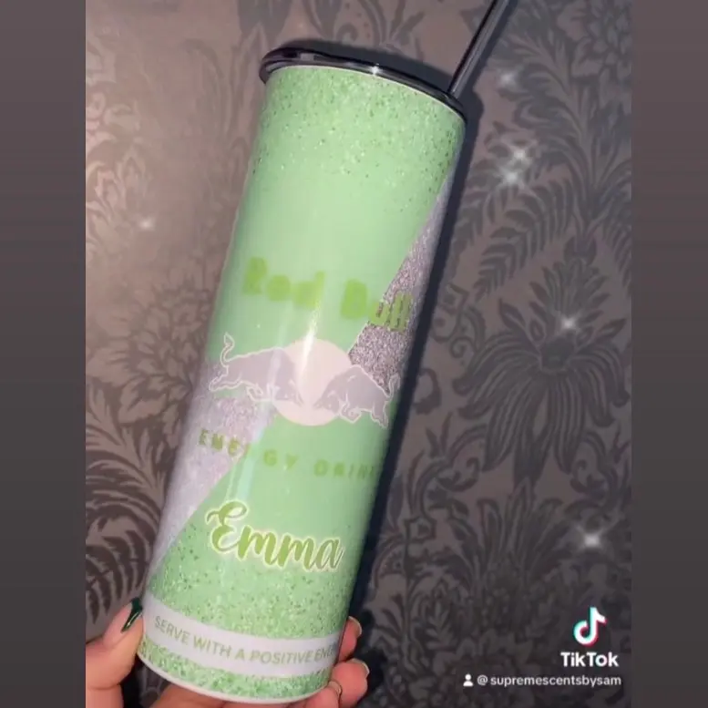 Green 20oz  stainless steel tumbler with straw Drinkware Personalised