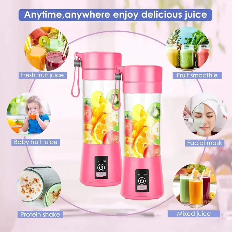 Portable USB Rechargeable Mini Fruit Juice Mixer – 380ml Travel Juicer Cup for Smoothies and Shakes 3