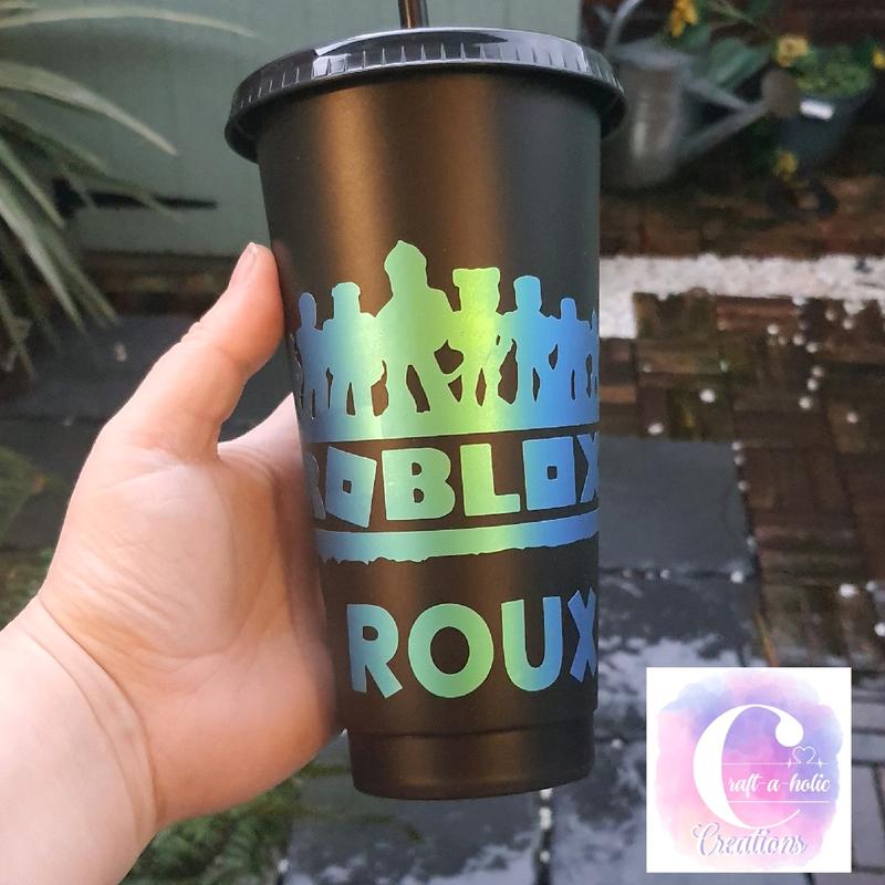 24oz Cold Cup with Roblox design, 20+ colours, handmade, gift, kids, bpa free, personalised, drinkware, Children, travel, home, gaming 1