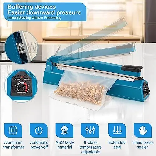 Impulse Heat Sealer Plastic Bag Film Food Sealing Machine - 200/300/400mm 7