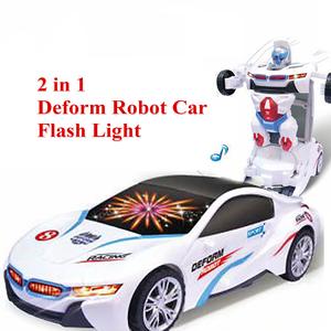 Robot Car for Kids 2-in-1 Toy with Bump & Go Action, 3D Lights, Music, and Deform Auto Conversion Christmas Birthday Gift Set