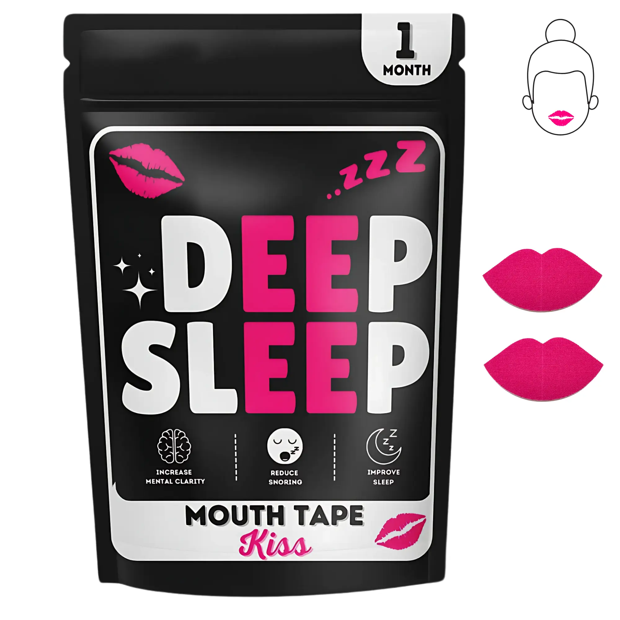 Kiss Mouth Tape Snoring Aids for Women, Deep Sleep Mouth Tape For Sleeping, Sleep Mouth Tape, Anti Snoring Mouth Tape, Improved Nasal Breathing, Breathe Right Nasal Strips, Snore Stopper, Gentle On Skin, Comfort Facial, Sleep Tape, Mouth Tape (31 Tapes)