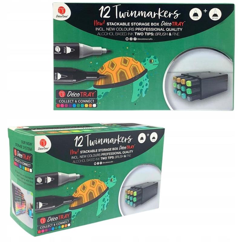 Deco Time Twinmarkers In Deco Tray 12 Pack - Green 2