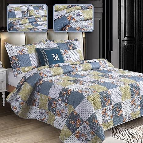 Milan Quilted 3-Piece Bedspread Set with 10 Unique Designs - Available in King and Double Beds 5