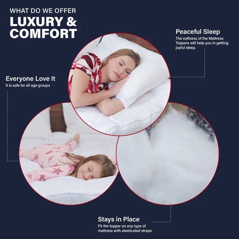 100% Microfiber Mattress Topper 10cm Deep Luxury Hotel-Quality Washable Non-Allergenic Super Absorbent Comfort at Home Super Soft & Plush Box Stitched Quilted Bed Topper with 4 Corner Strap Available in ALL UK Sizes 3