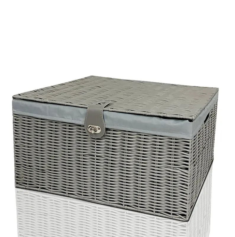 Resin Storage Chest Trunk with Lining Locked Grey basket Boxes Organiser 0