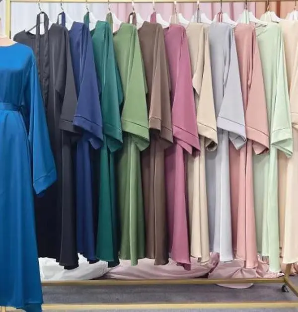 Muslim flowy satin abaya NO pockets MS024#