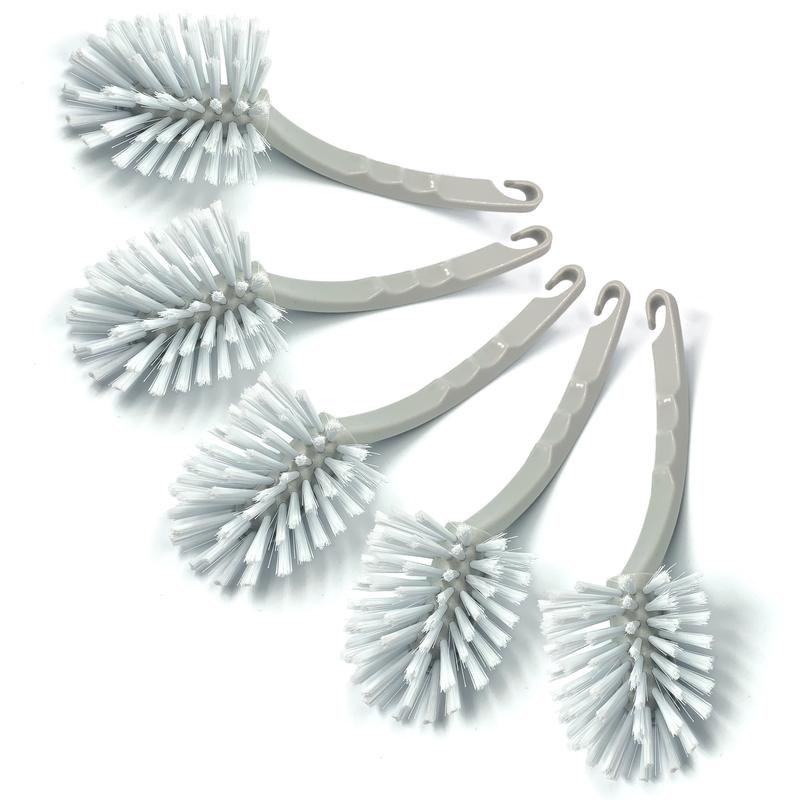 Pack of 5 Grey Plastic Dish Brushes  Dish Scrubber and Washing up Brush for Kitchen Sink with Firm Bristles and Sturdy Plastic Handle 7