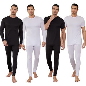 Mens Thermal Underwear Soft Lightly Brushed Warm Base Layer Top and Long Johns Bottoms Moisture Wicking Fabric Multiway Stretch Winter Undergarments Menswear Breathable Outdoor Protective Stretchable Warmer Top Polyester Plain Clothing Day Prolonged
