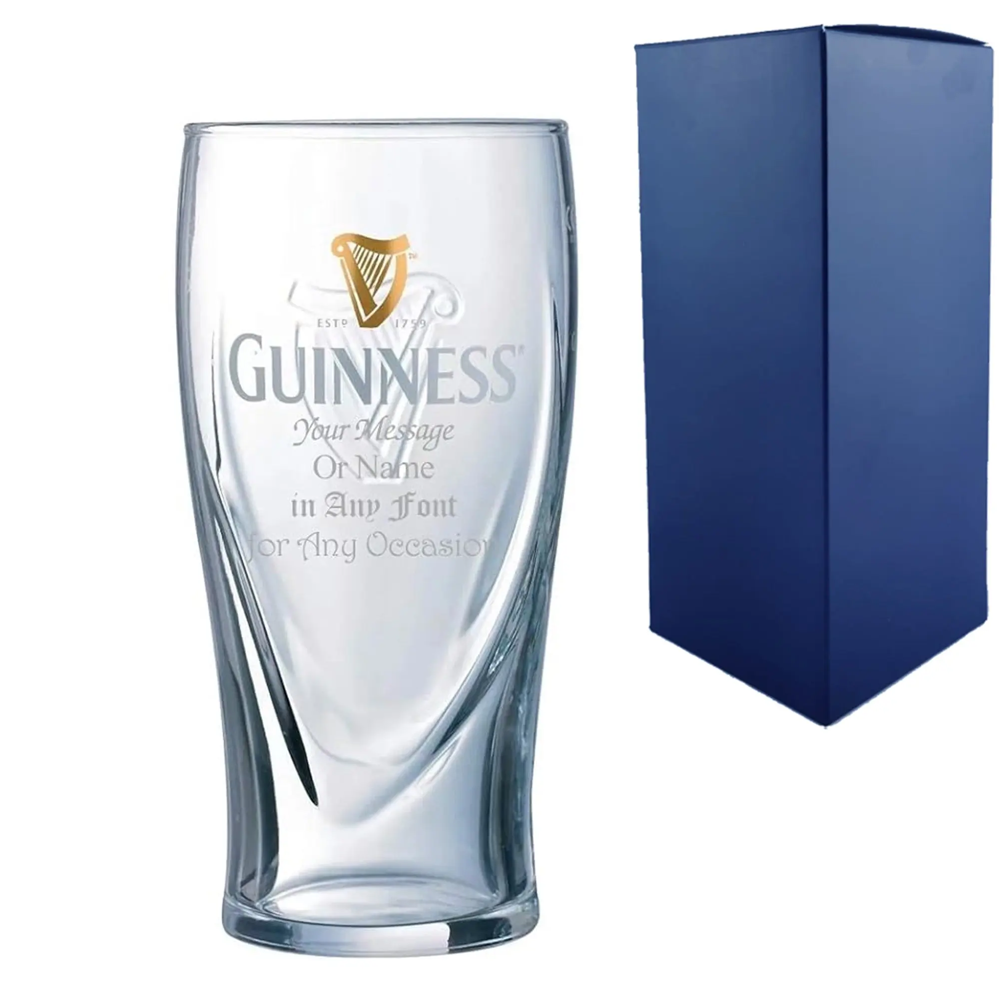 Personalised Engraved Official Guinness Glass, Gift Boxed | Custom Guinness Glasses, Funny Guinness Gifts, Birthday Gifts For Men, 18th Birthday, 21st Birthday, 30th Birthday, 40th Birthday, Retirement Gifts