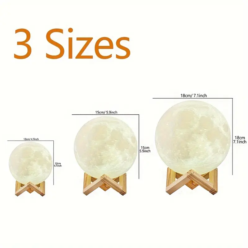 2024 Moon Lamp with 128 Colors - USB Rechargeable LED Night Light, Touch Control & Adjustable Brightness, Perfect for Bedroom Decor & Unique Birthday Gift 5