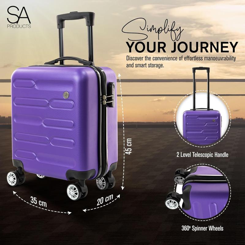 Cabin Suitcase, Carry on Suitcase, Easy Jet 45x36x20 Cabin Bag | Lightweight Suitcase Telescopic Handle, Hard Shell Small Suitcase with Wheels | Travel Cabin Luggage Suitcase (Purple) 0