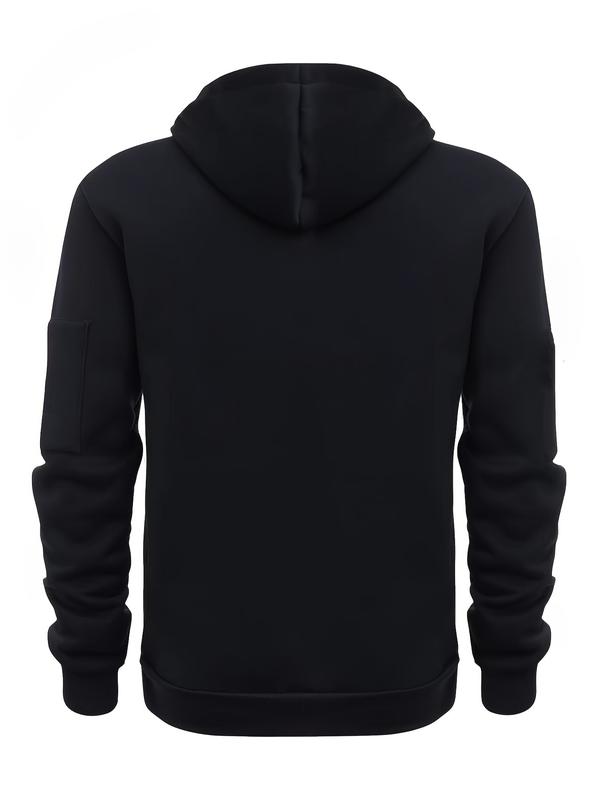 Men's Solid ColorHalf-Zip Design Long Sleeve Casual Hooded Sweatshirt With Kangaroo Pocket For Fall/Winter Casual Daily Wear 1