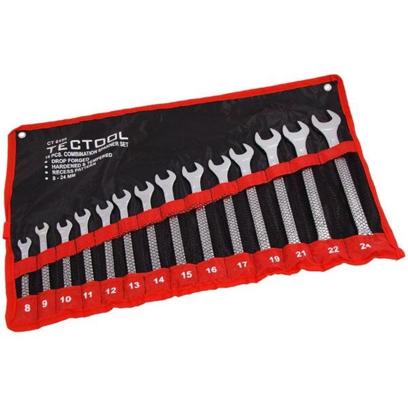 Tectool Combination Spanner Wrench Set 14 Pcs Metric 8mm-24mm - CT0198 1