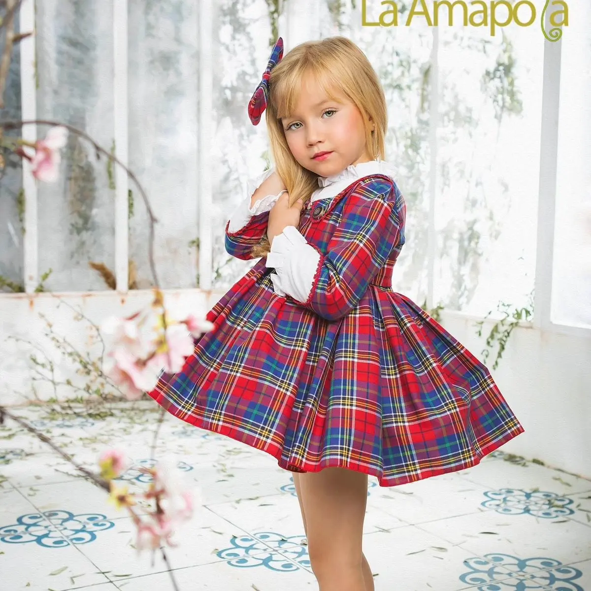 Spanish red tartan Christmas dress
