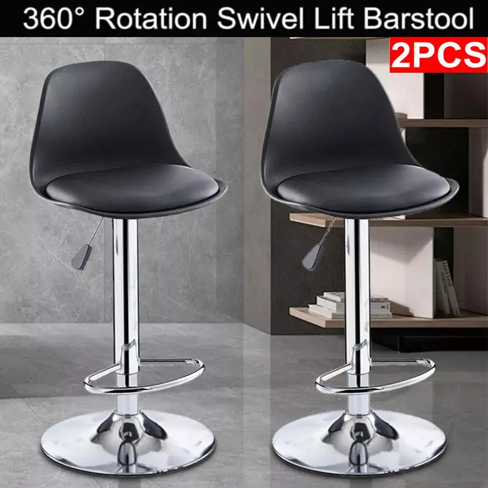1 / 2 x Barstool Gas Lift Stools Pub Club Cafe Home Breakfast Swivel Chair NEW