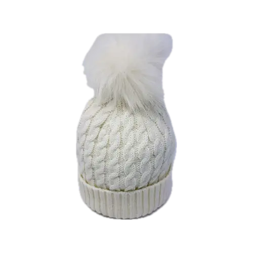 Baby Cable Knit Fur Pom Hat 3
