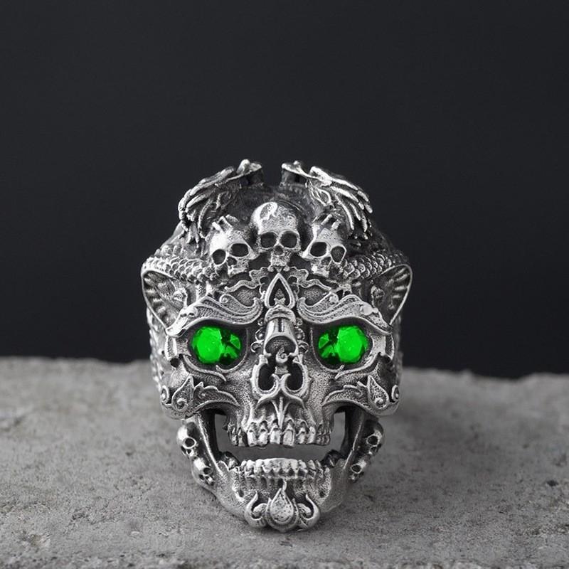 Retro overbearing skull ring for men open adjustable ring personality pop