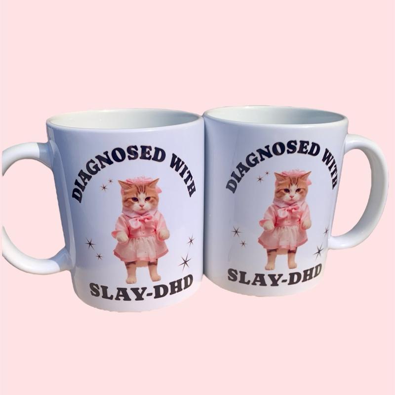 Funny slaydhd cat mug, adhd tea mugs obsession cute girly 3