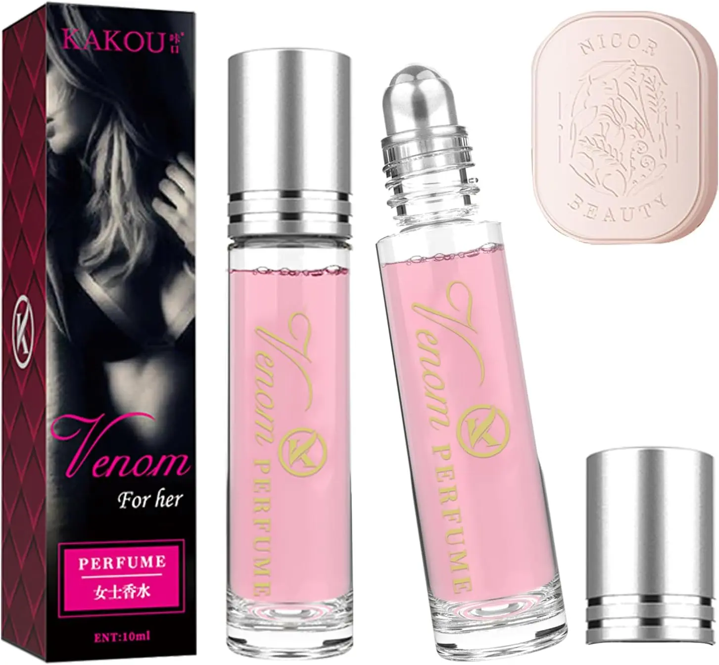 2 Pack Pheromone Perfume for Women Roller Ball 10ml Perfume Women Pheromone Infused Essential Oil Perfume Cologne Pheromone Perfume for Men and Women