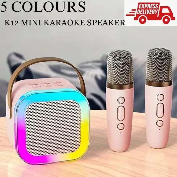 K12 Mini Karaoke Machine With 2 Microphones Portable Bluetooth Speaker For Kids