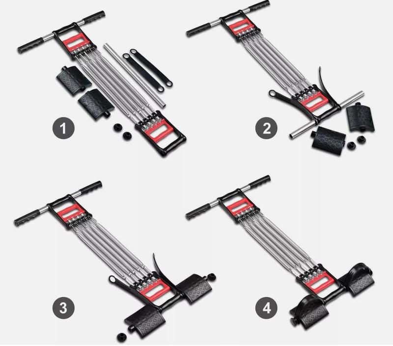 Chest Expander,  5 Spring Chest Expander 3 In 1 Pull Stretcher Gym Muscle Training Exerciser 30kg, Home Gym Equipment, Fat Belly Burners, Home Fitness Equipment 3
