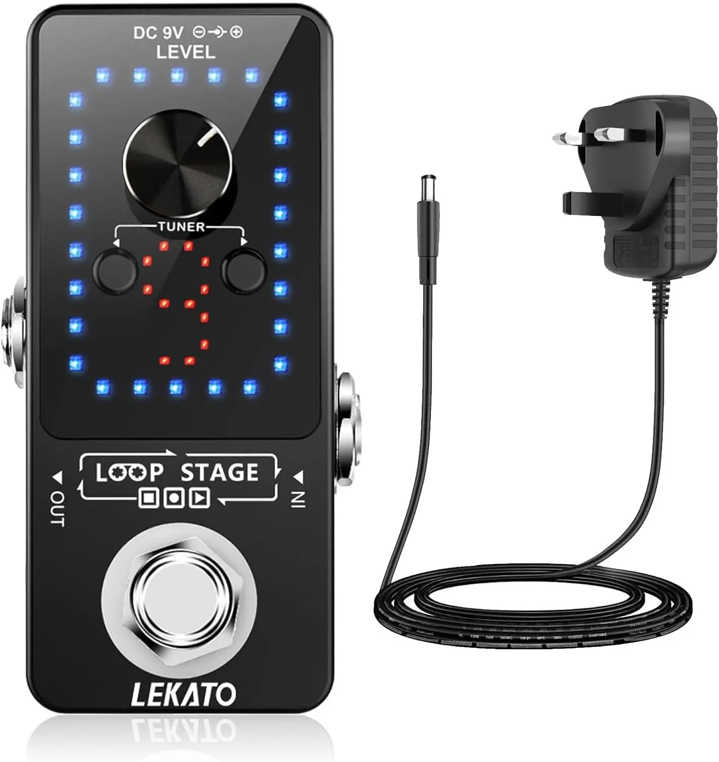 LEKATO Guitar Looper with Built-in Tuner,Loop Effect Pedal with 9 Loops,Max 40 Minutes Looping Time Guitar Loop Machine,Electric Guitar Loop Pedal for Guitars Bass Keyboard