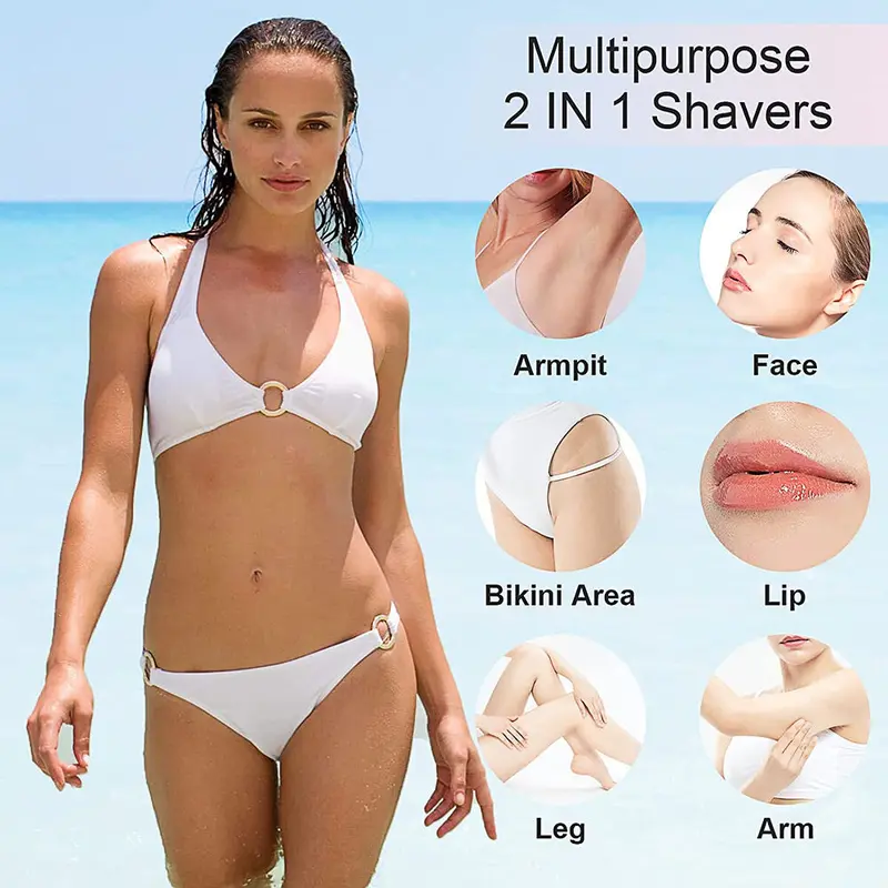 4 in 1 Painless Electric Lady Shaver Rechargeable Facial Hair Remover for Women 6