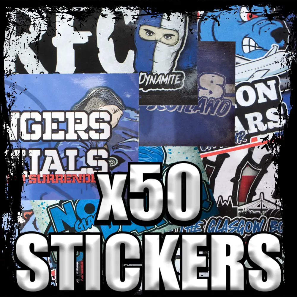 Rangers Ultras Sticker Pack - x50 Mixed Designs - Inspired by Away Days, Union Bears, Football, Glasgow, On Tour