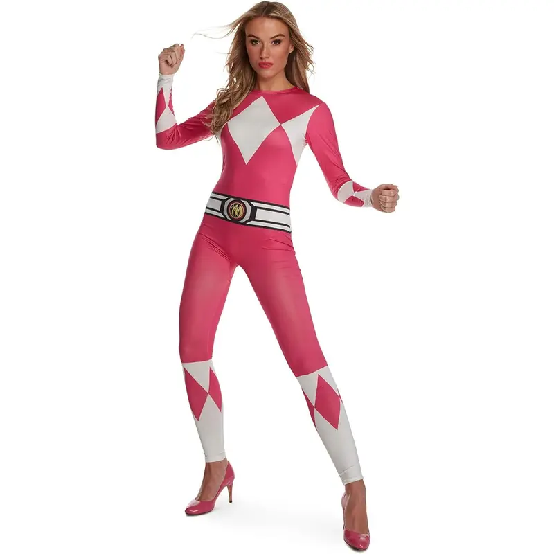Morphsuit Pink Power Ranger Costume, Pink Morph Suit Power Rangers Costume Adult, Pink Power Ranger Morphsuit Adult 1