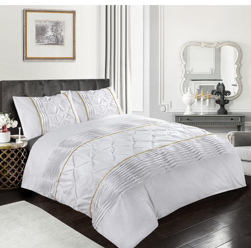 Eleanor Duvet Set Soft Cozy Warm Washable Frill Pintuck and Pleated pattern 2