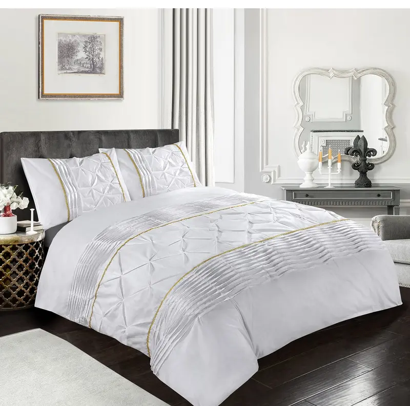 Eleanor Duvet Set Soft Cozy Warm Washable Frill Pintuck and Pleated pattern 2