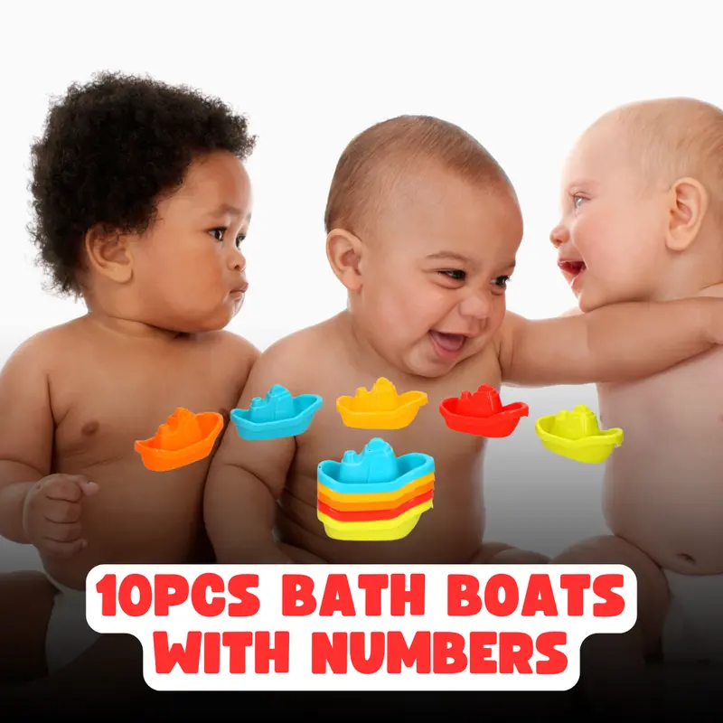 Set of 10 Bath Boats with Numbers for Kids - Perfect for Bath Time Fun 2