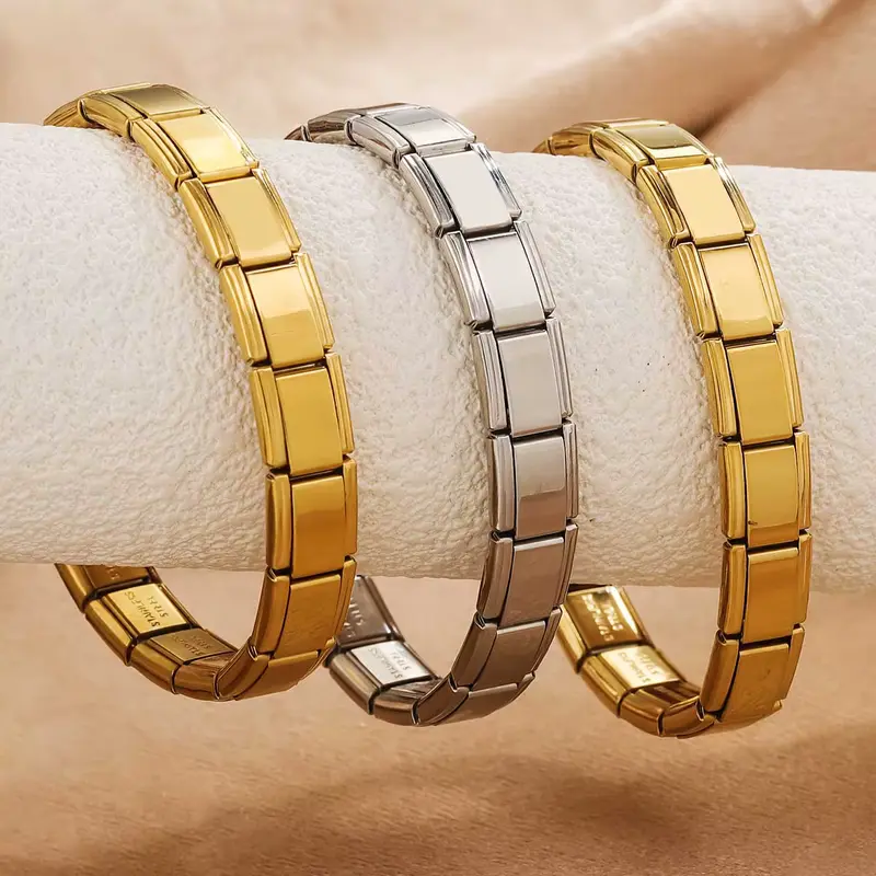 Italian Charm Bracelet- 2 PCS 9mm  DIFFERENT COLOURS Nomination Bracelets, unisex Nomination Bracelet, Stainless Steel Elastic Bracelet, Personalized Titanium Steel Bracelet, Gift For Friends gifts nomination  bracelets kandi  bracelet di  bracelet 8