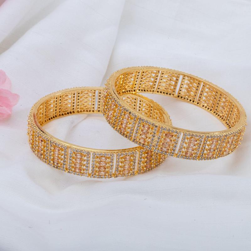 Gold Plated American Diamond Bangle Set 0