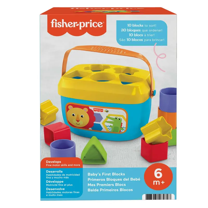 Fisher-Price Stacking Toy Baby’s First Blocks Set of 10 Shapes for Sorting Play for Infants Ages 6+ Months, FFC84 1
