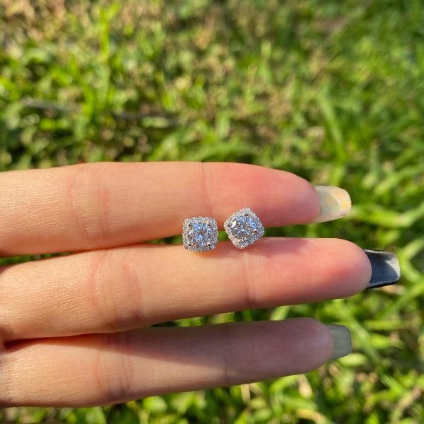 0.5 ct Round 5A CZ - Mini Sqaure Studs (Gold/Silver) 2