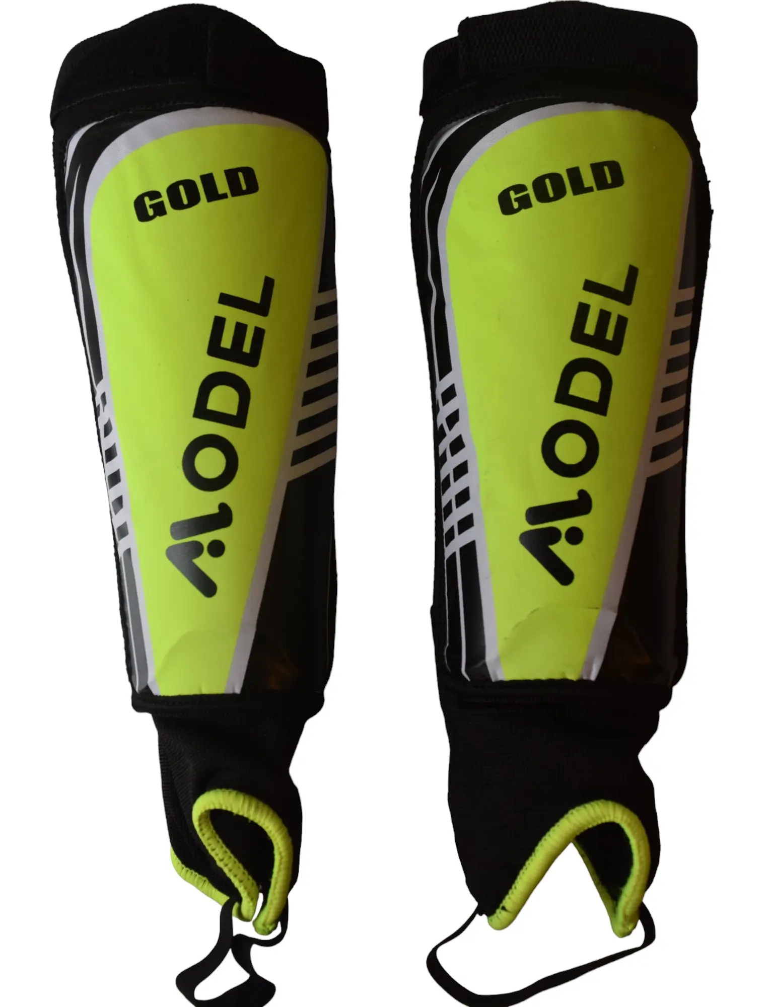 Football Shin Guards, Shin Pads with Calf & Ankle Protection Light Weight Black/Orange