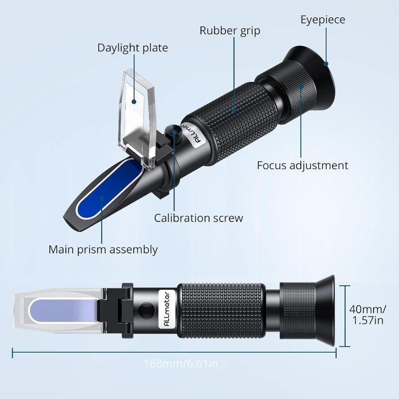 ALLmeter Dual Scale Refractometer for Wine Making (Brix 0-40%, Alcohol 0-25%) with Automatic Temperature Compensation (ATC) Sugar/Alcohol Refractometer for Home Wine Brewing 6