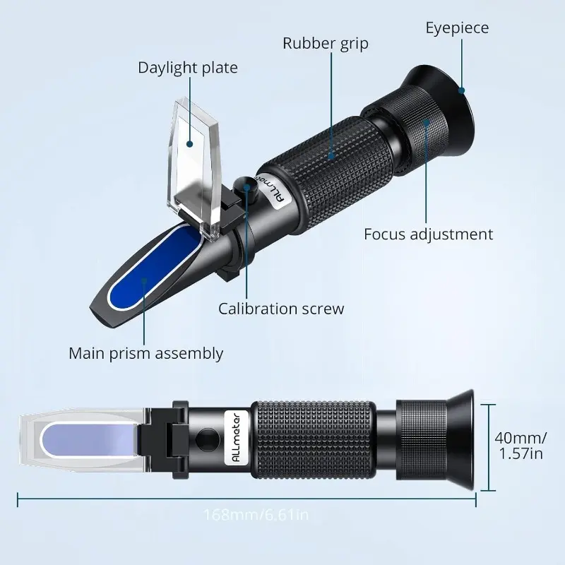 ALLmeter Dual Scale Refractometer for Wine Making (Brix 0-40%, Alcohol 0-25%) with Automatic Temperature Compensation (ATC) Sugar/Alcohol Refractometer for Home Wine Brewing 6