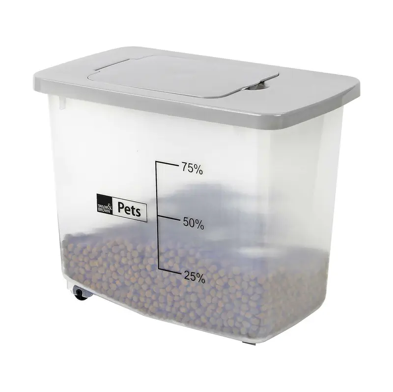 Taylor & Brown 30L/13KG Airtight Pet Food Storage Container Flip Top With Wheels Transparent Plastic Birds Pet Dog Cat Animal Dry Food Seed Dispenser Bin Boxes Organiser Rabbit 1