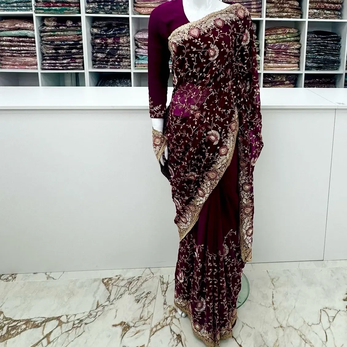 Kiran Embroided Georgette Saree with Blouse