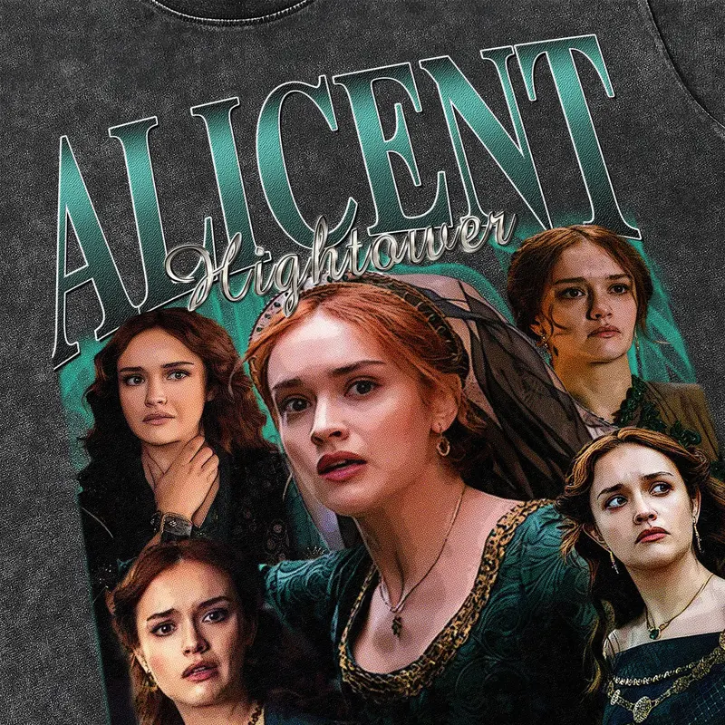 Alicent Hightower Vintage Washed T-shirt, Alicent Hightower Homage Graphic Unisex Long Sleeve, Bootleg Retro Hoodie Gift 2