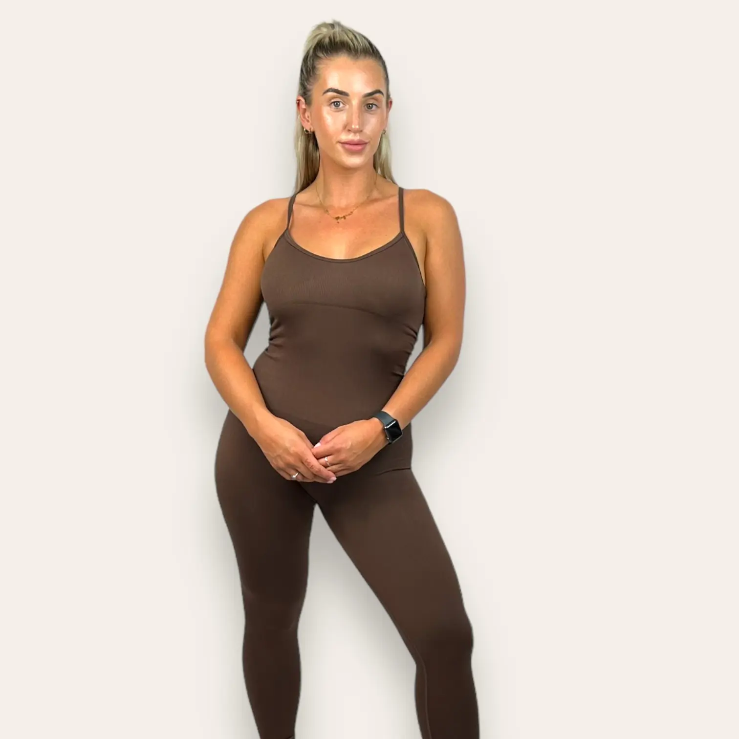 Belly scrunch Ribbed sleeveless jumpsuit.